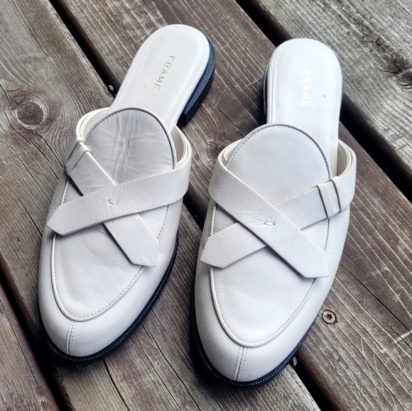 Frame Denim Shoes - Frame Larchmont White Mules- size 7.5 or 8- EU38.5